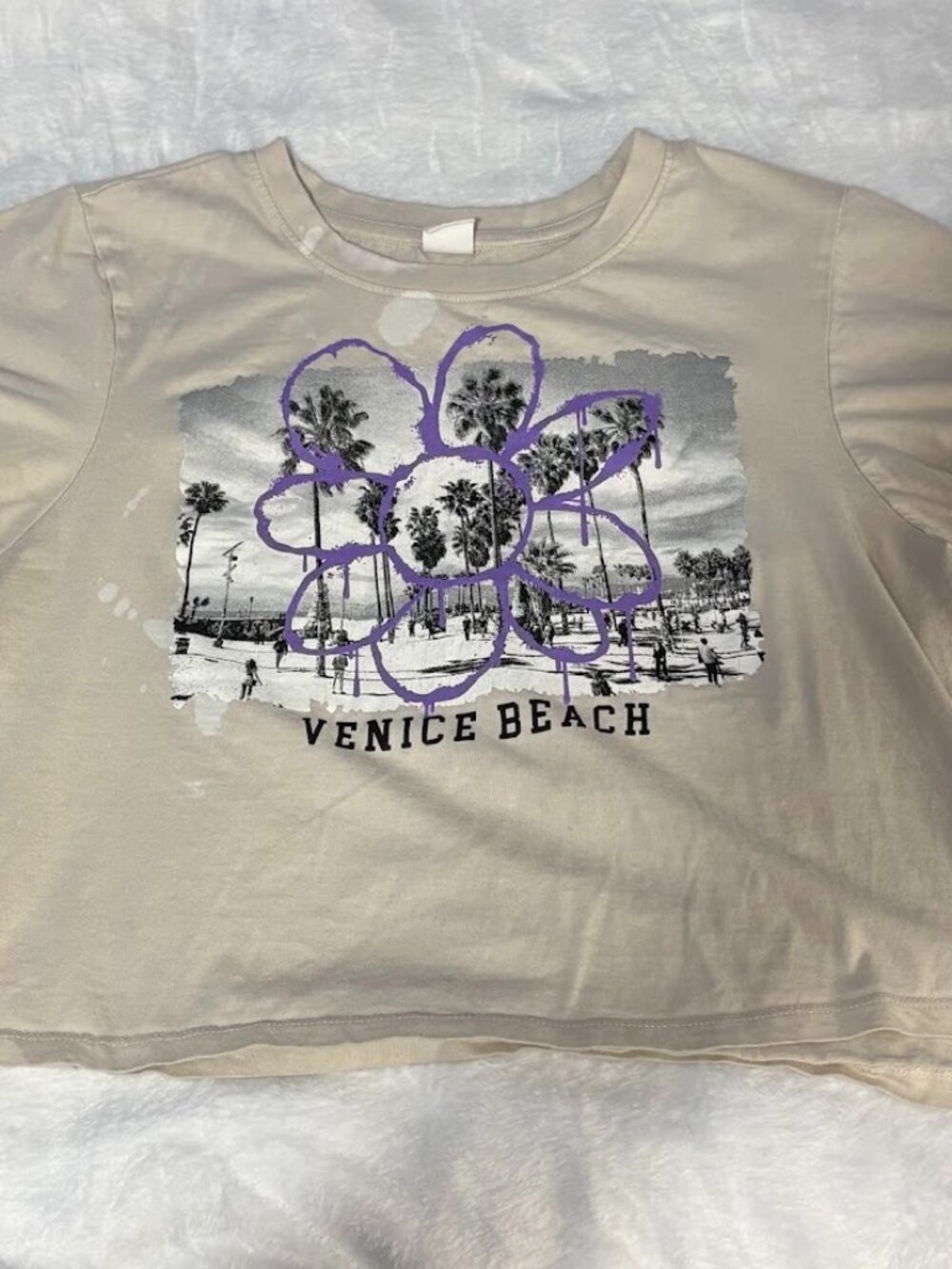 ELECTRIC PINK VENICE BEACH GRAPHIC CROPPED T-SHIRT